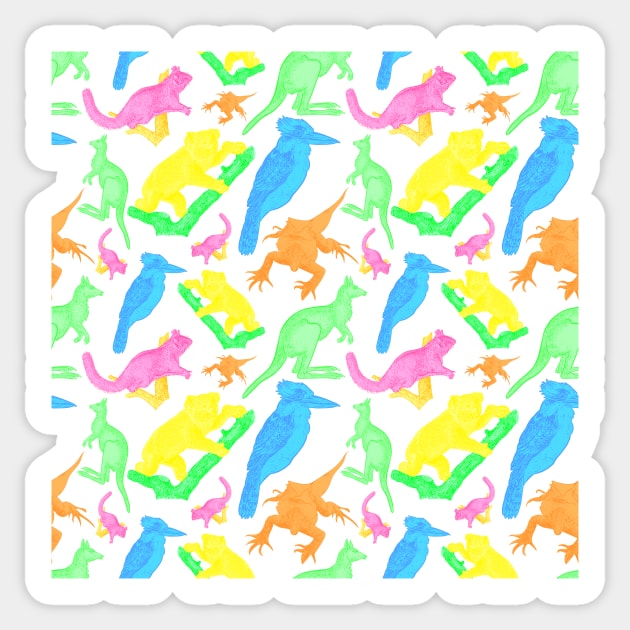 Bright 90's inspired Australian Native Animal Pattern Sticker by annaleebeer